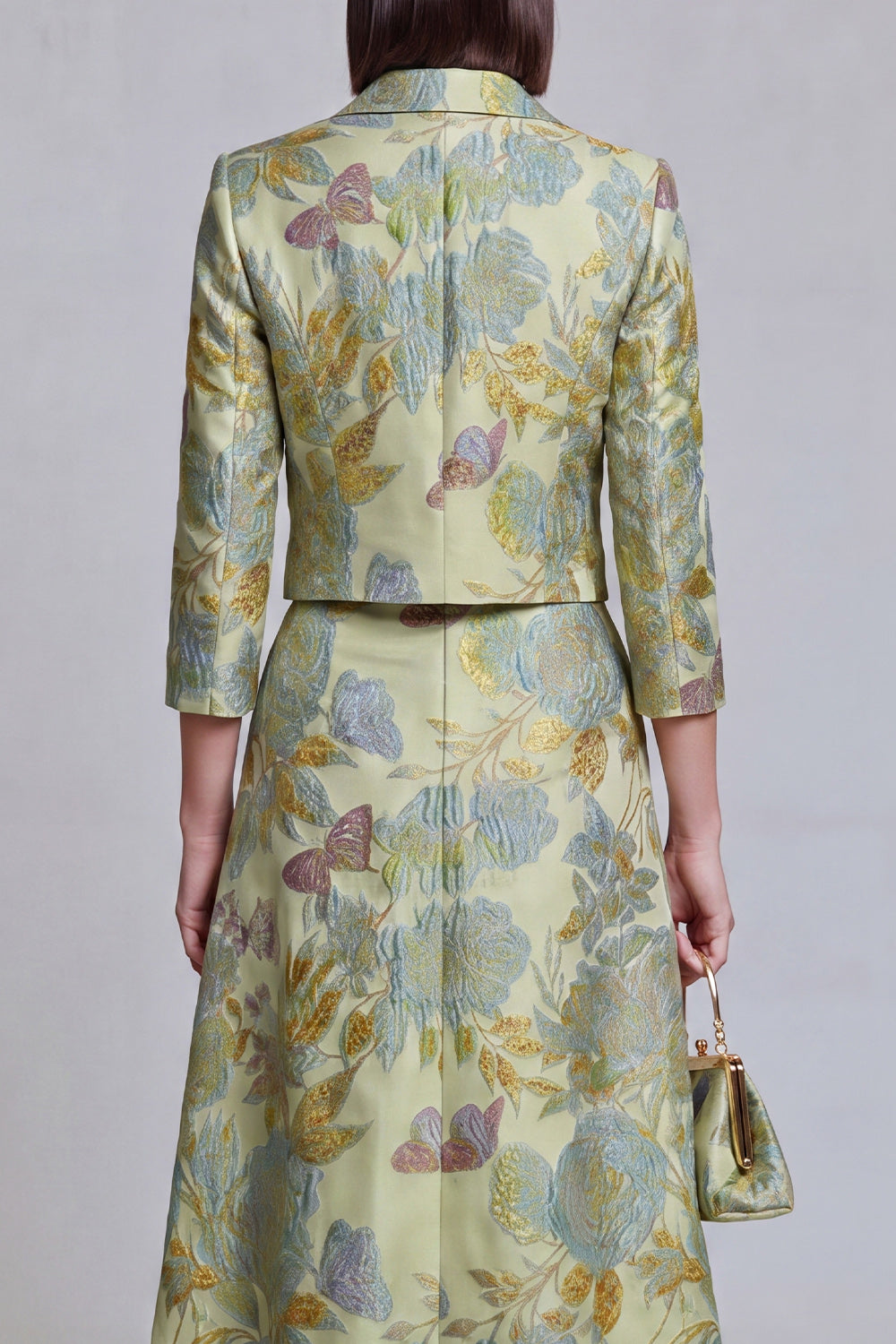 Sage Green Notched Lapel Floral 2 Piece Prom Suits with Pockets