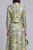 Sage Green Notched Lapel Floral 2 Piece Prom Suits with Pockets