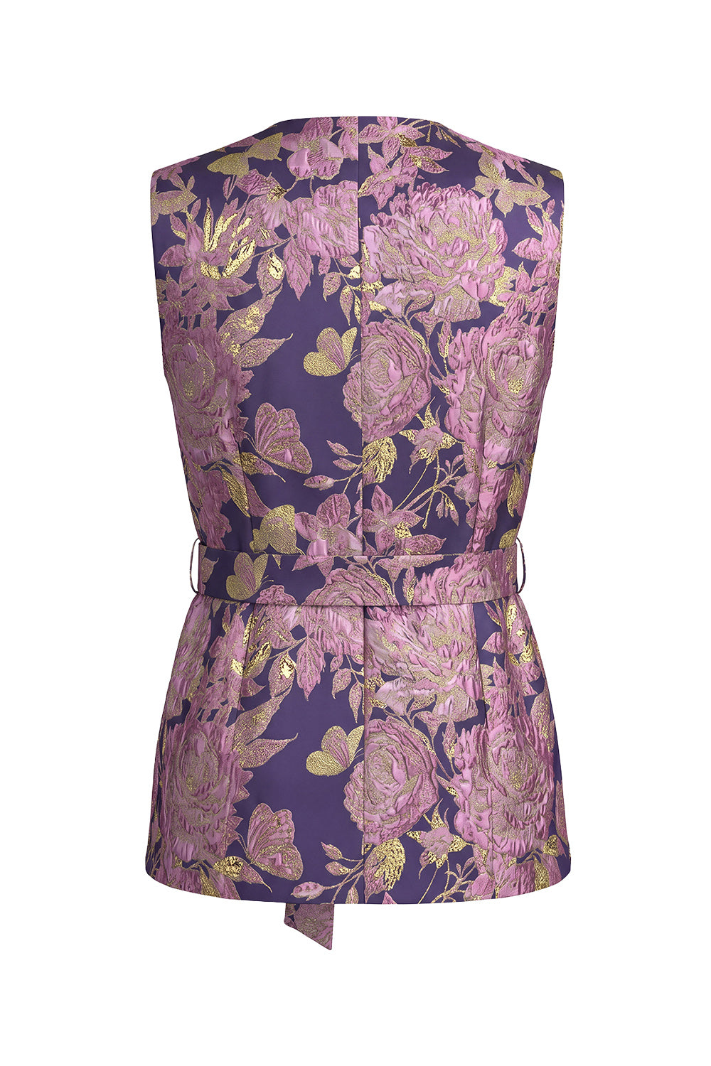 2 Piece Navy Pink Floral V-Neck Prom Suits