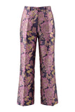 2 Piece Navy Pink Floral V-Neck Prom Suits
