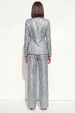 2 Piece Blush Floral Peak Lapel Double Breasted Prom Suits with Pockets