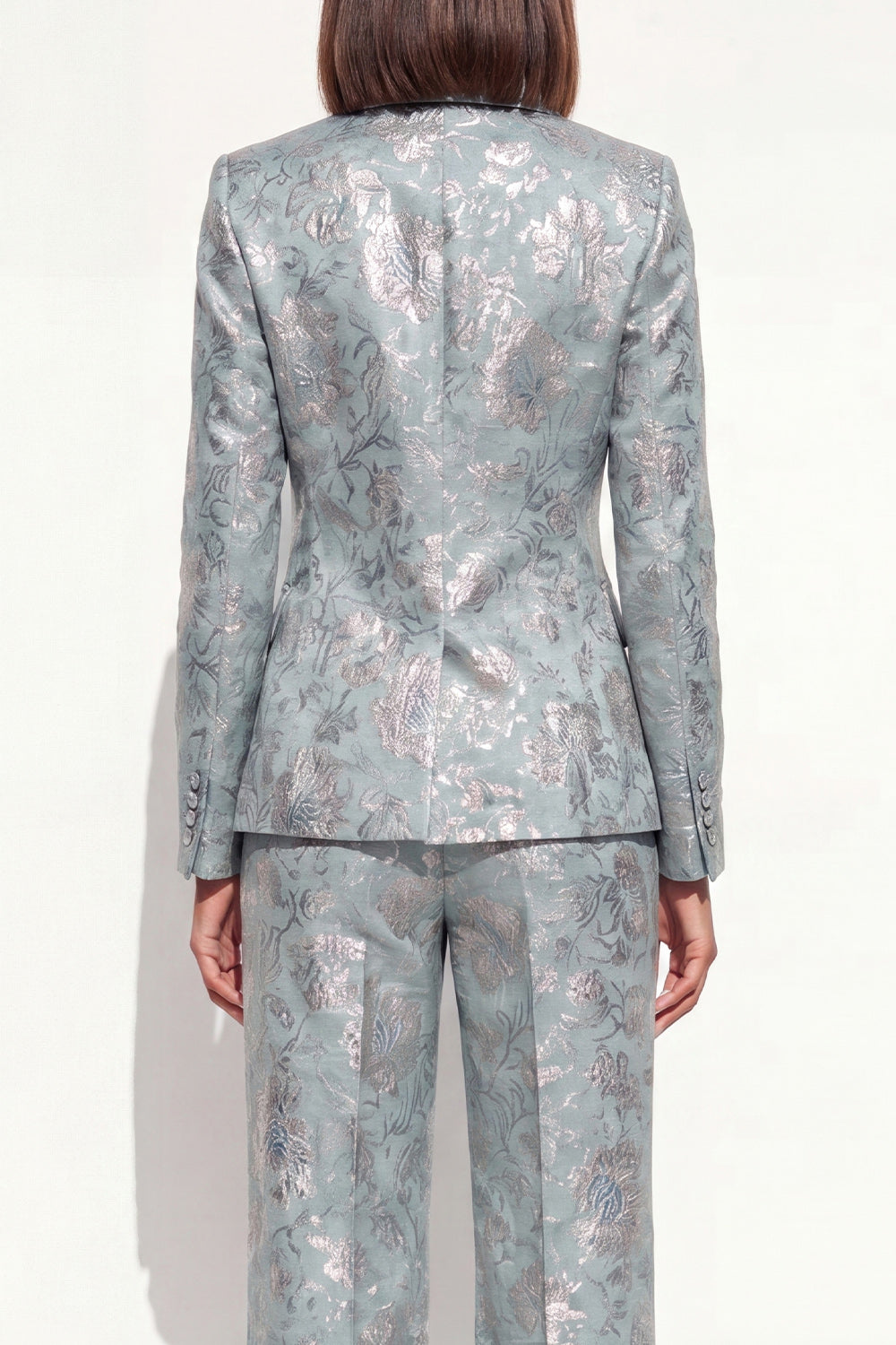 2 Piece Blush Floral Peak Lapel Double Breasted Prom Suits with Pockets