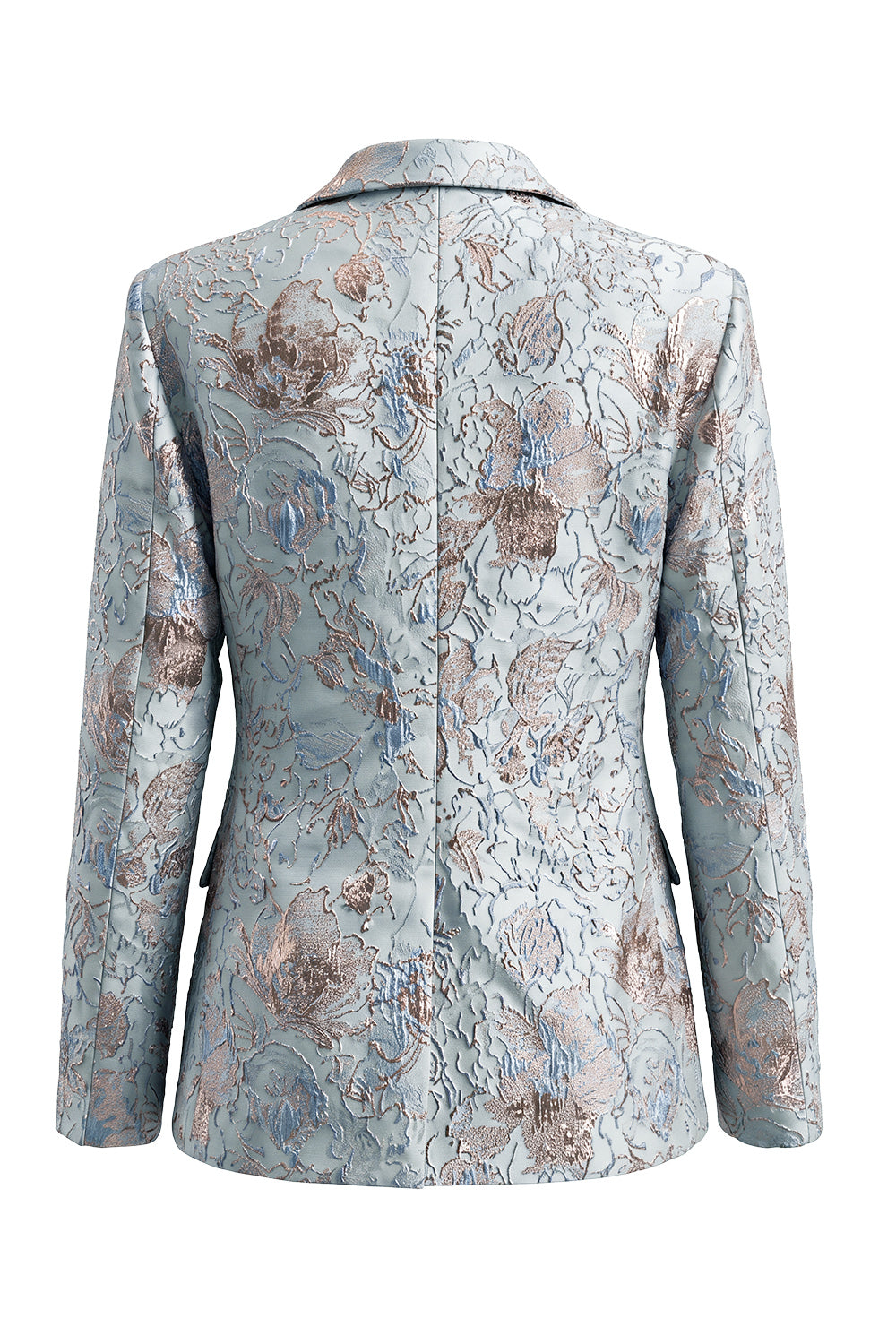 2 Piece Blush Floral Peak Lapel Double Breasted Prom Suits with Pockets