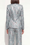 2 Piece Blush Floral Peak Lapel Double Breasted Prom Suits with Pockets