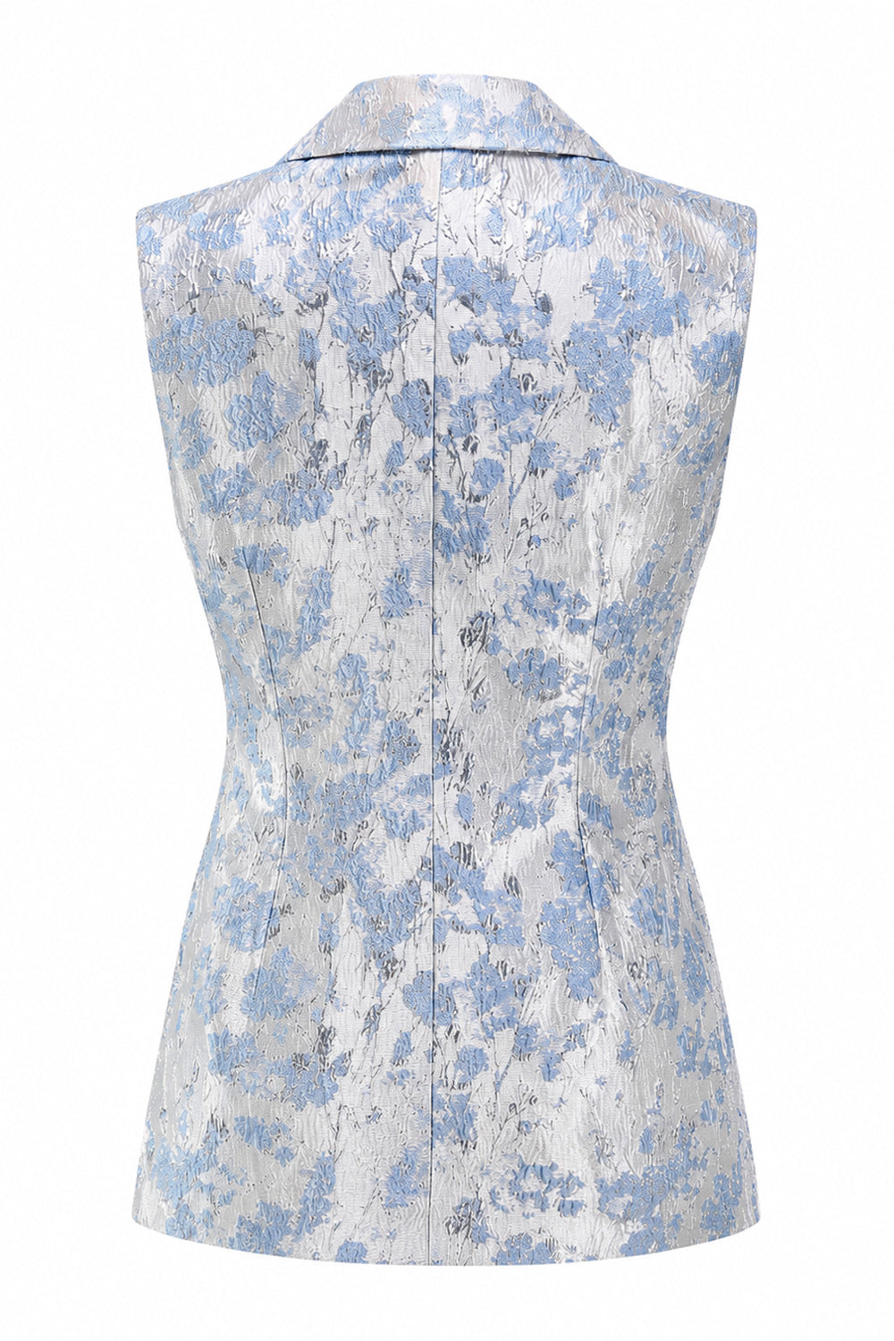 2 Piece Dusty Blue Floral Peak Lapel Double Breasted Prom Suits