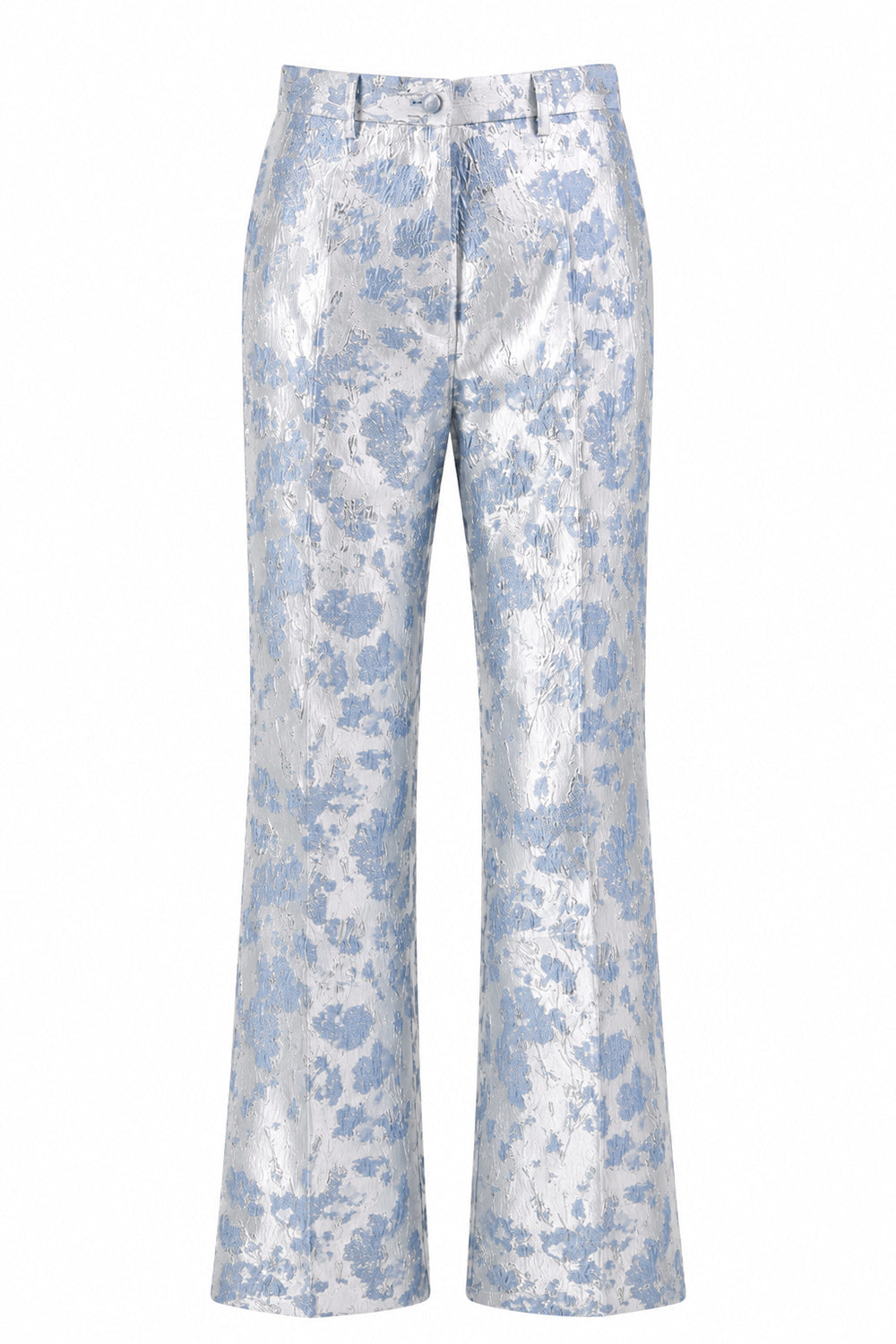 2 Piece Dusty Blue Floral Peak Lapel Double Breasted Prom Suits