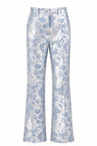 2 Piece Dusty Blue Floral Peak Lapel Double Breasted Prom Suits