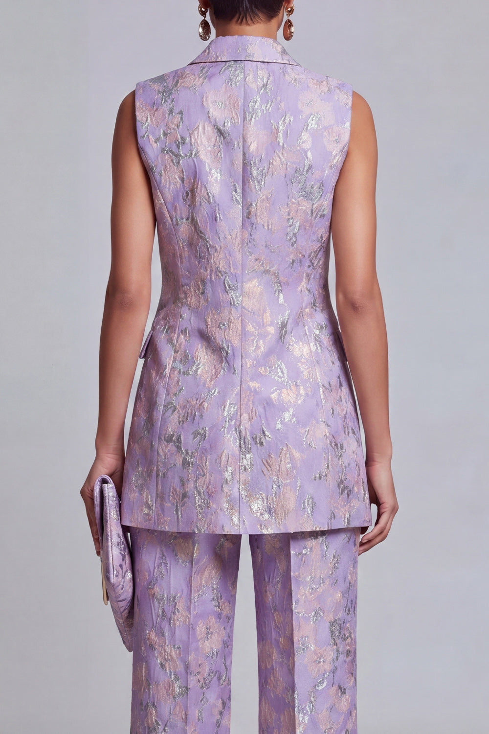 2 Piece Dusty Blue Floral Peak Lapel Double Breasted Prom Suits