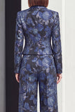 Black Silver Peak Lapel 2 Piece Single Breasted Prom Suits with Pockets