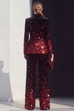 Sparkly Black Champagne Peak Lapel 2 Piece Beaded Prom Suits