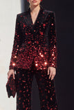 Sparkly Black Champagne Peak Lapel 2 Piece Beaded Prom Suits