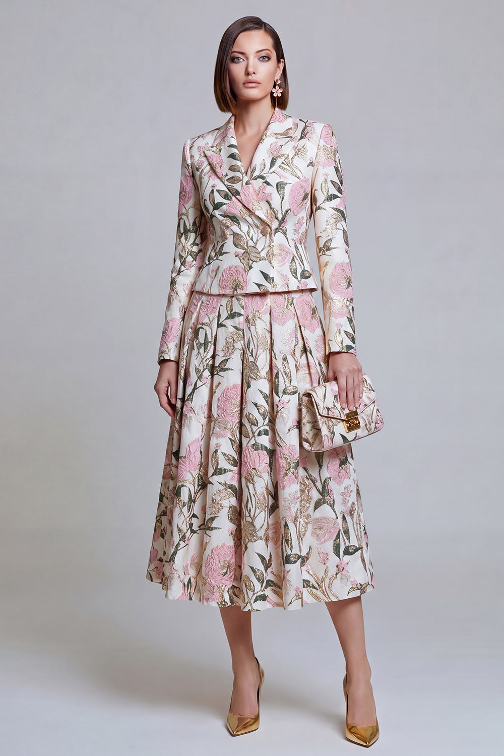 Ivory Yellow Flower Peak Lapel Single Breasted Prom Suits with Pockets