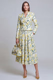 Ivory Yellow Flower Peak Lapel Single Breasted Prom Suits with Pockets