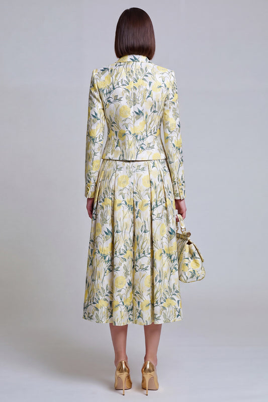 Ivory Yellow Flower Peak Lapel Single Breasted Prom Suits with Pockets