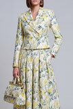 Ivory Yellow Flower Peak Lapel Single Breasted Prom Suits with Pockets