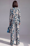2 Piece Dusty Green Floral Slim Fit Prom Suits