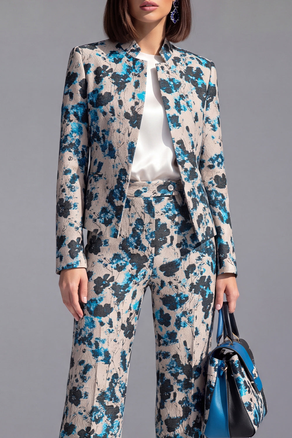 2 Piece Dusty Green Floral Slim Fit Prom Suits