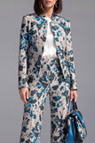 2 Piece Dusty Green Floral Slim Fit Prom Suits
