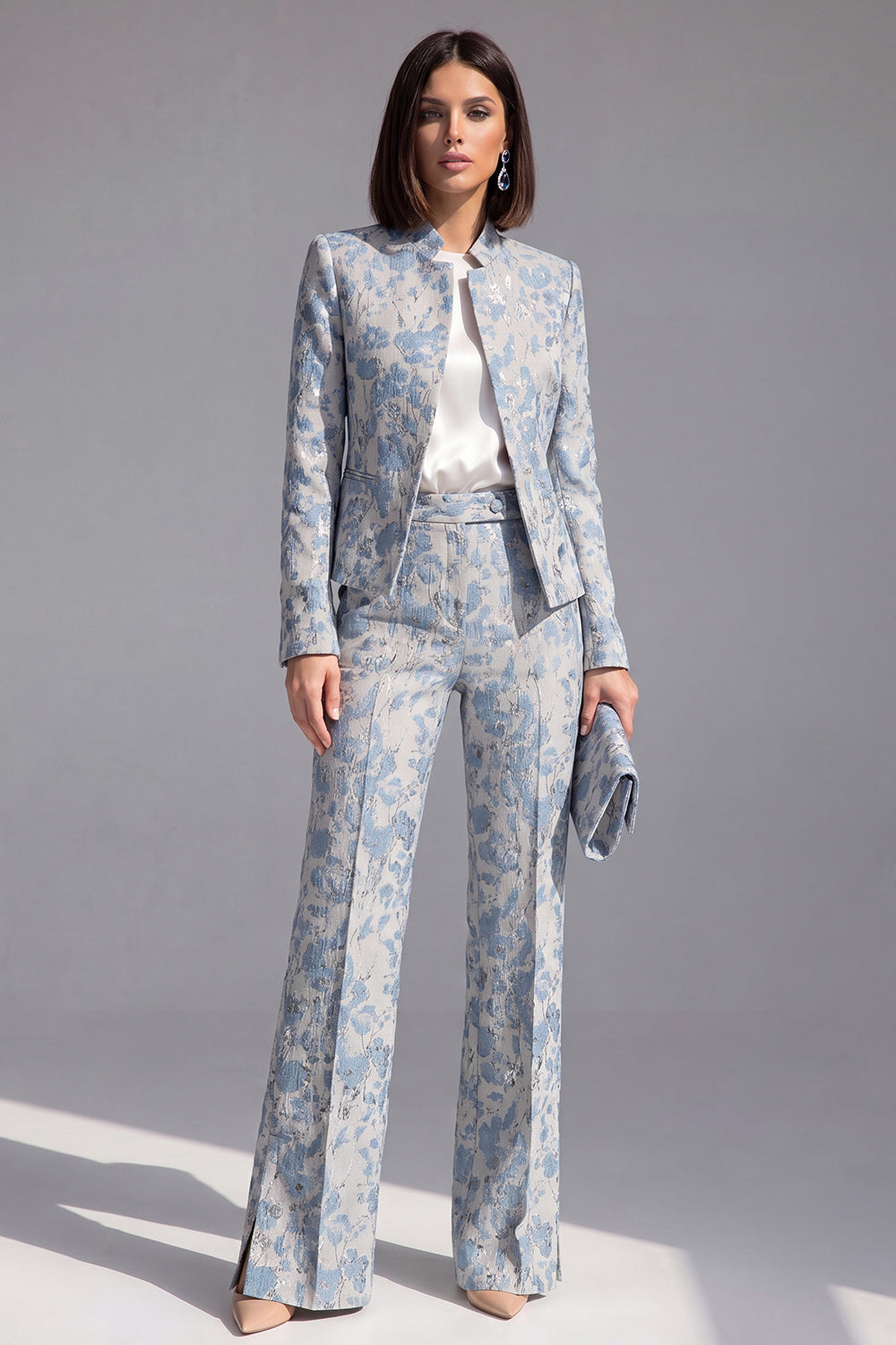 2 Piece Dusty Green Floral Slim Fit Prom Suits