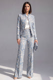 2 Piece Dusty Green Floral Slim Fit Prom Suits