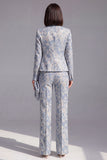 2 Piece Dusty Green Floral Slim Fit Prom Suits