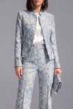 2 Piece Dusty Green Floral Slim Fit Prom Suits