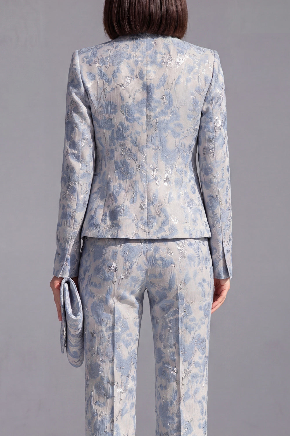 2 Piece Dusty Green Floral Slim Fit Prom Suits