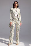 2 Piece Dusty Green Floral Slim Fit Prom Suits