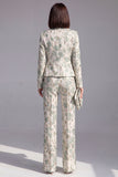 2 Piece Dusty Green Floral Slim Fit Prom Suits