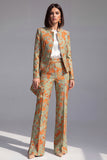 2 Piece Dusty Green Floral Slim Fit Prom Suits