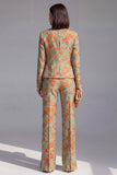 2 Piece Dusty Green Floral Slim Fit Prom Suits