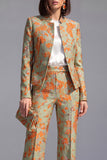 2 Piece Dusty Green Floral Slim Fit Prom Suits