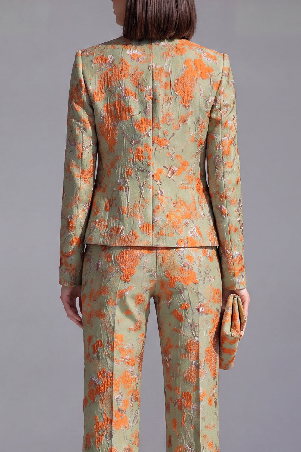 2 Piece Dusty Green Floral Slim Fit Prom Suits