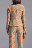 2 Piece Dusty Green Floral Slim Fit Prom Suits