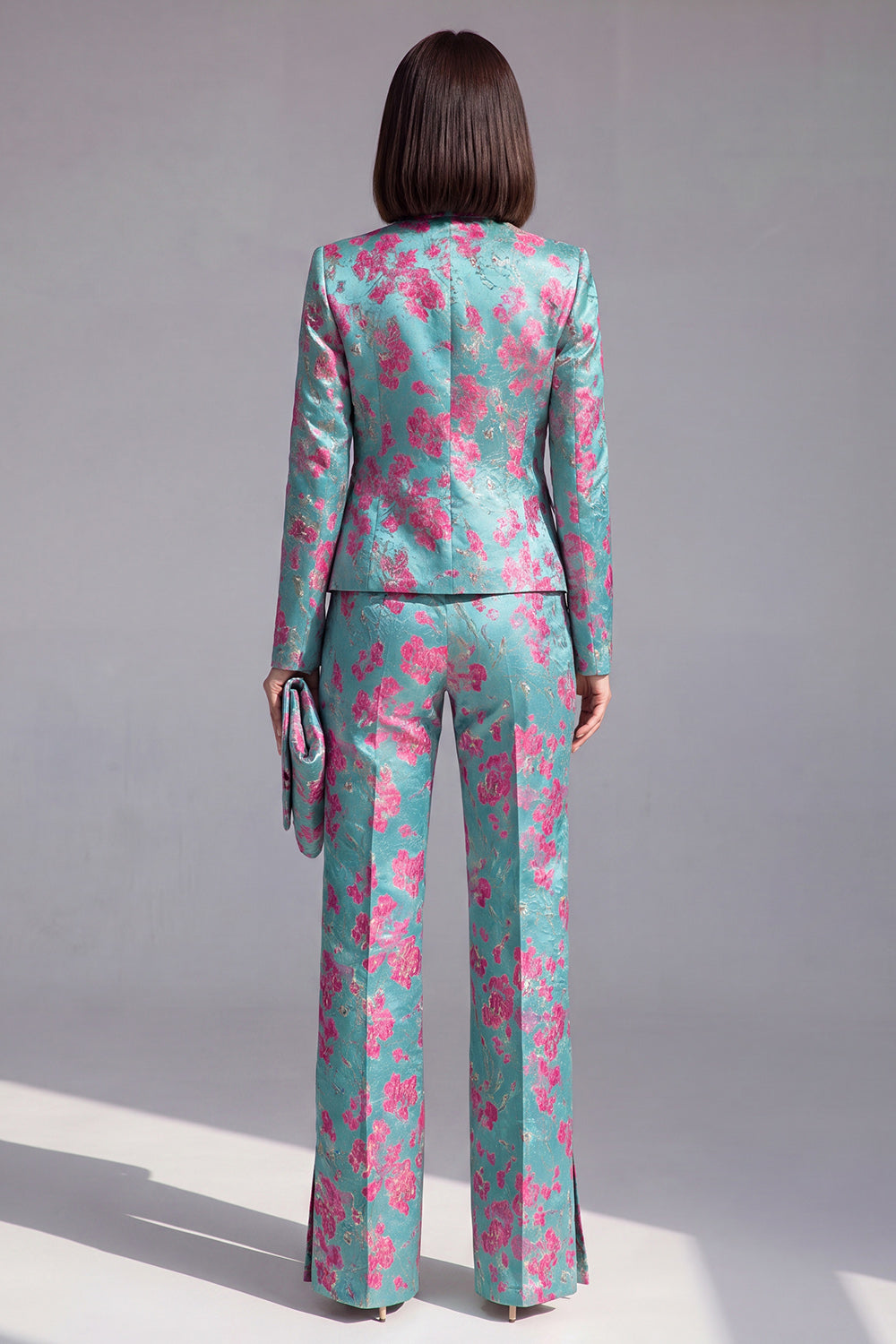 2 Piece Dusty Green Floral Slim Fit Prom Suits