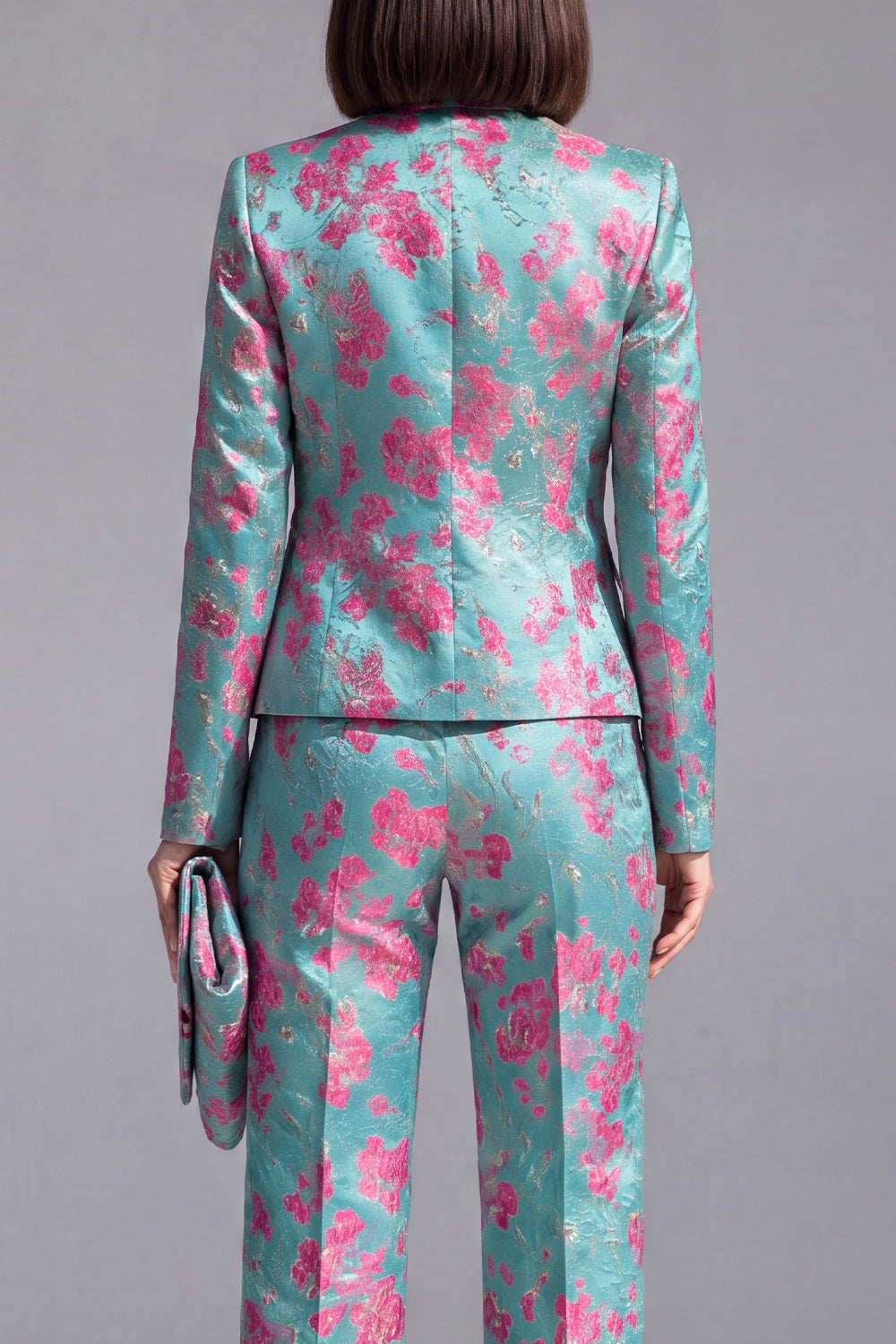 2 Piece Dusty Green Floral Slim Fit Prom Suits