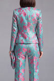 2 Piece Dusty Green Floral Slim Fit Prom Suits