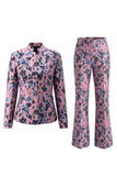 2 Piece Dusty Green Floral Slim Fit Prom Suits