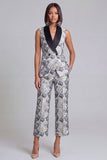 2 Piece Blue Floral Shawl Lapel Double Breasted Prom Suits with Pockets