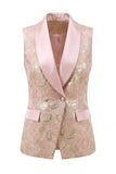 2 Piece Blue Floral Shawl Lapel Double Breasted Prom Suits with Pockets