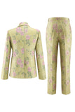 Sage Green Shawl Lapel 2 Piece Single Breasted Wide Leg Prom Suits