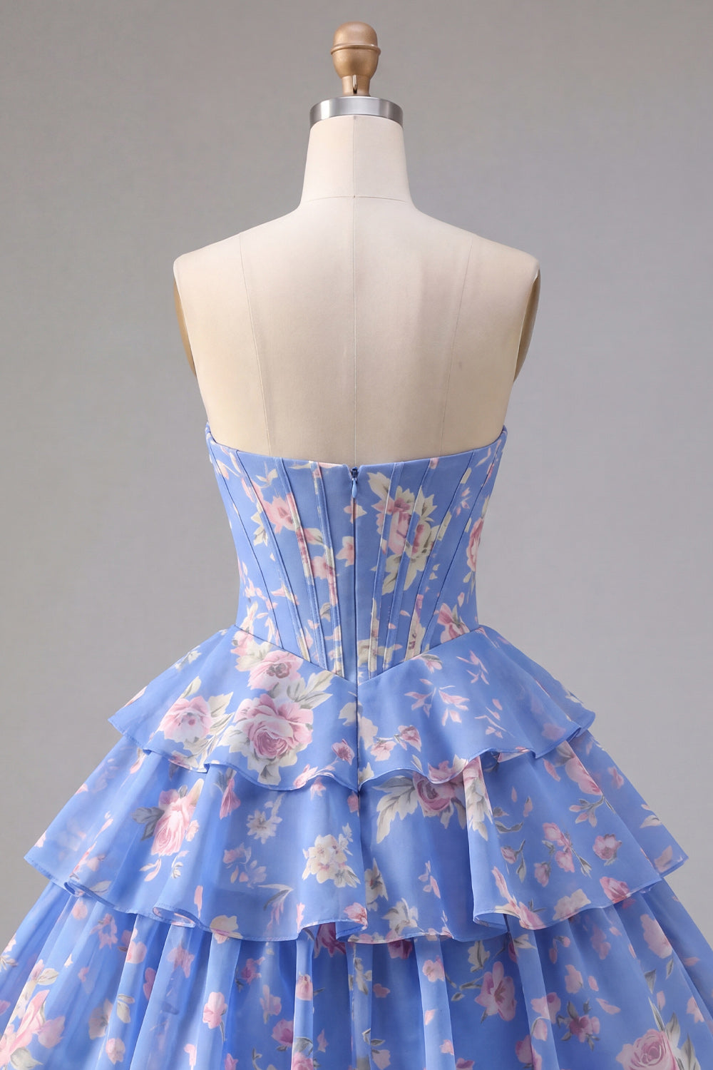 Yellow A Line Floral Corset Short Fringed Strapless Homecoming Dress with Ruffles