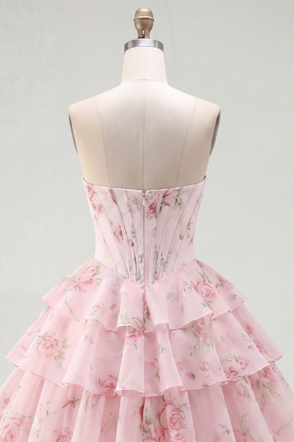 Yellow A Line Floral Corset Short Fringed Strapless Homecoming Dress with Ruffles