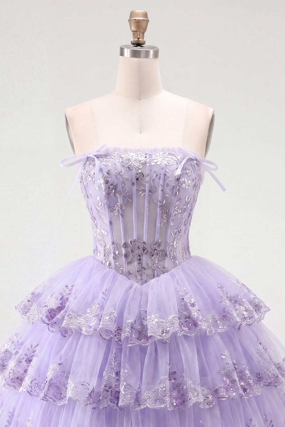 A Line Pink Floral Corset Short Strapless Homecoming Dress with Ruffles