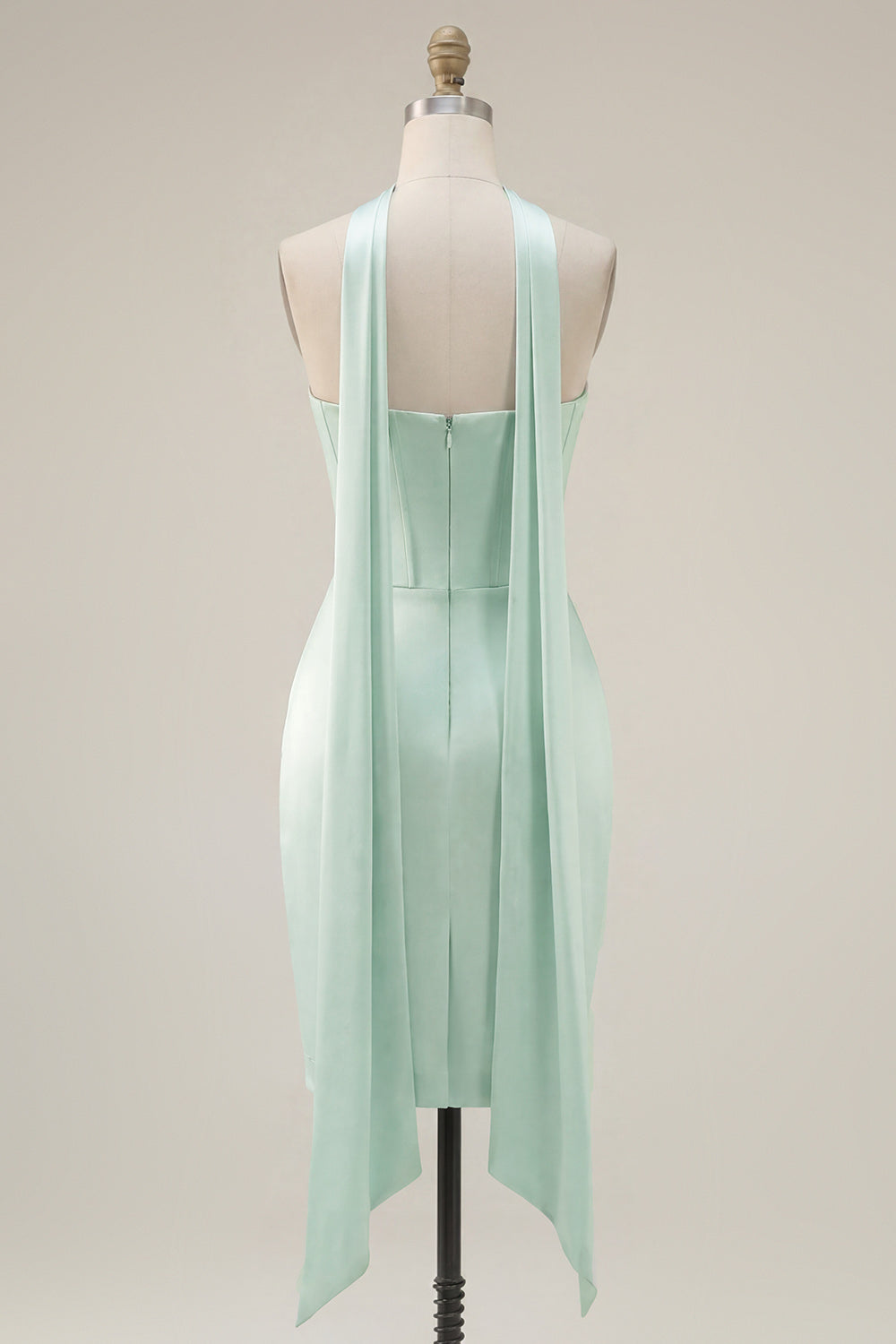Mint Corset Short Tight Ruched Strapless Homecoming Dress with Slit