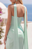 Mint Corset Short Tight Ruched Strapless Homecoming Dress with Slit