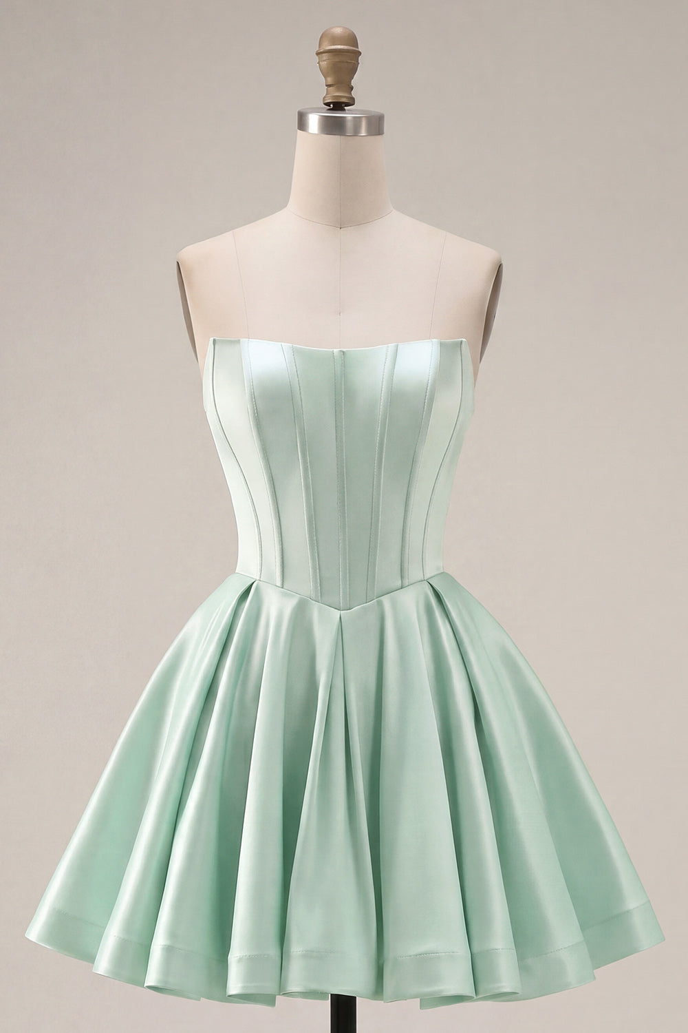 Mint Corset Short A Line Strapless Homecoming Dress