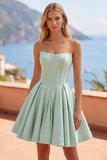 Mint Corset Short A Line Strapless Homecoming Dress