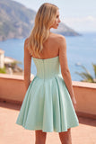 Mint Corset Short A Line Strapless Homecoming Dress