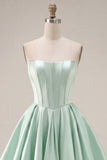 Mint Corset Short A Line Strapless Homecoming Dress